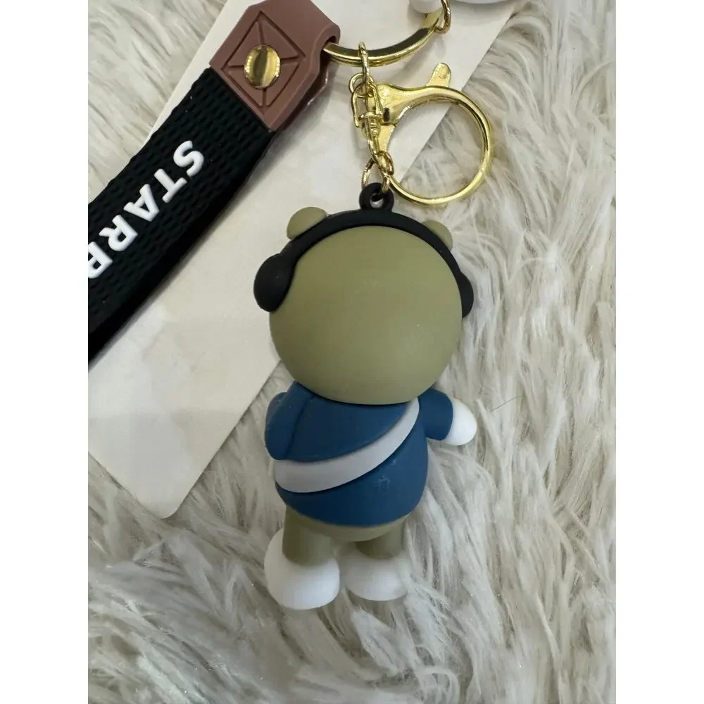 Starbucks Brown bear keychain strap with white & blue Starbucks logo